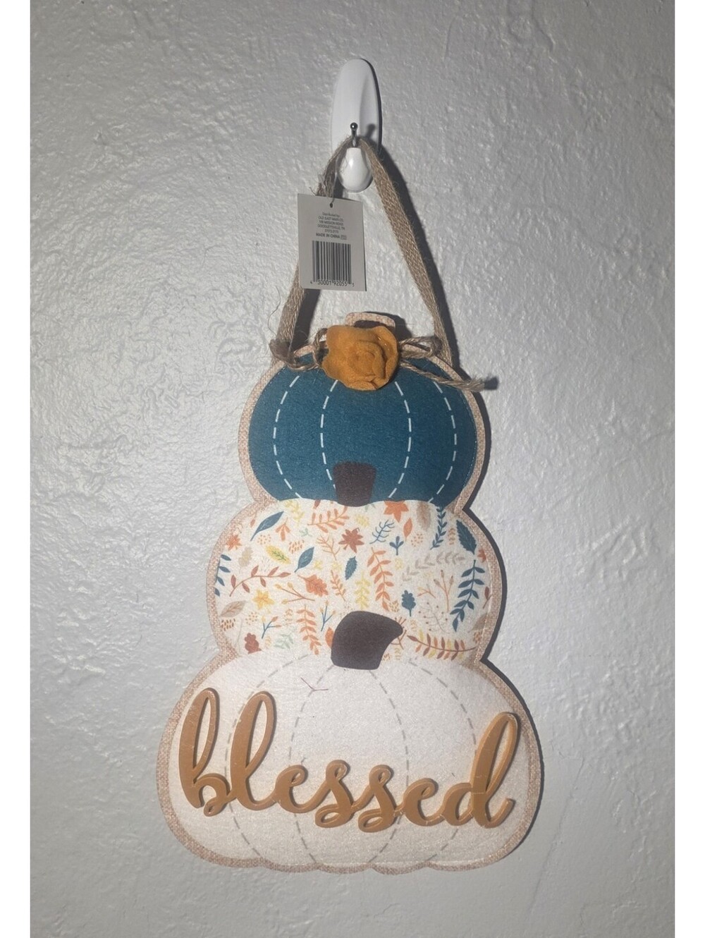 Blessed Pumpkin Door Wall Hanging  Leaves Fall Decor Felt Autumn
